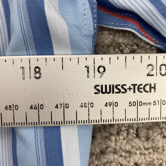 Eddie Bauer Shirt Men Small S Blue White Orange Striped Button Down Wrinkle Free - Picture 5 of 6